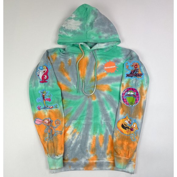 Nickelodeon Tie Dye Mens Medium Pullover Hoodie Sweatshirt Catdog Ren & Stimpy - Picture 2 of 12